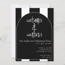 Fantasias Coquetéis Halloween Preto Branco Listra