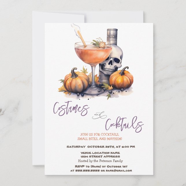 Convite Fantasias de Abóbora & Coquetel de Halloween (Frente)
