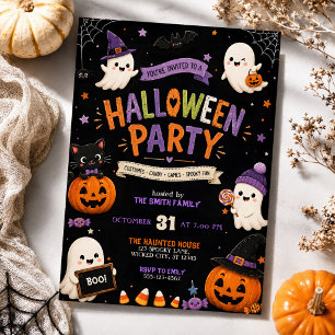 Convite Fantasias de Boo Fofos Festa de Halloween para Cri