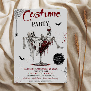Convite Fantasias de Esqueleto Assustador Festa de Hallowe