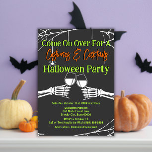 Convite Fantasias de Esqueleto Gótico de Halloween & Coque