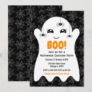 Convite Fantasias de Fantasma para Festa de Halloween Pret