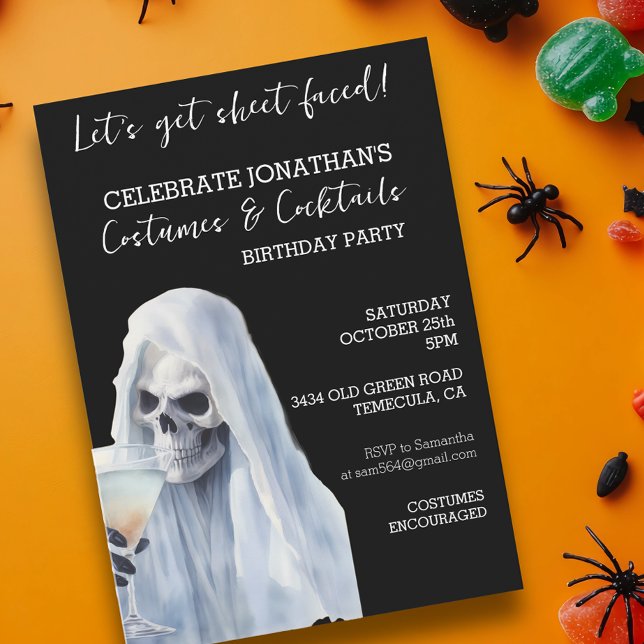 Convite Fantasias de Fantasma Transparente e Coquetéis de  (Criador carregado)