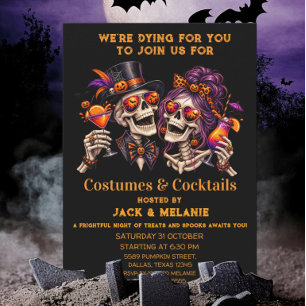 Convite Fantasias e Coquetéis Festa de Adultos de Hallowee
