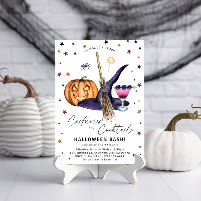 Convite Fantasias e Coquetéis Festa de Halloween Adulto (Criador carregado)