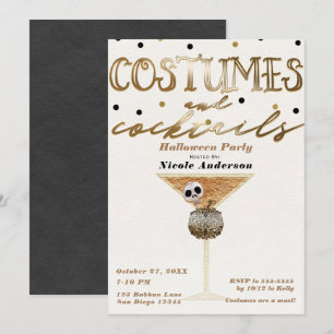 Convite Fantasias e Coquetéis Festa de Halloween Elegante 
