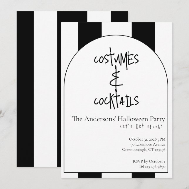 Convite Fantasias e Coquetéis Festa de Halloween Listrada (Frente/Verso)