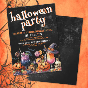 Convite Fantasias e Coquetéis Festa de Halloween para Adul