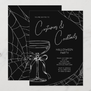 Convite Fantasias Pretas e Coquetéis Festa de Halloween Ad