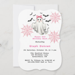 Convite Fantasma Amiga Rosa com Festa de aniversário Bats