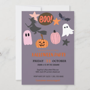 Convite Fantasma Bonita e Abóbora no Halloween