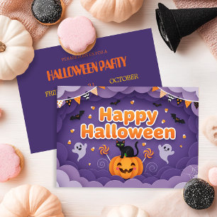 Convite Fantasma Bonita e Abóbora no Halloween