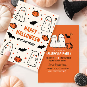 Convite Fantasma Bonita e Abóbora no Halloween