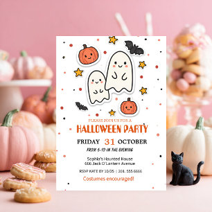 Convite Fantasma Bonita e Abóbora no Halloween