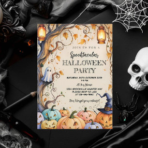 Convite Fantasma Bonita e Pumpkin Spooktacular Festa de Ha