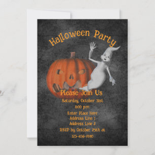 Convite Fantasma Bonita Jack-O-Lanterna Halloween