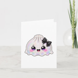 Convite Fantasma Branco Dumpling Squishy Halloween Preto