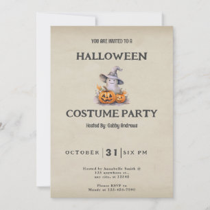 Convite Fantasma com Jack-O' Lanternas Vintage Halloween