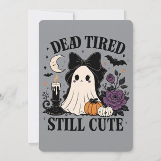 Convite Fantasma Coquette de Halloween Fofo com Laço