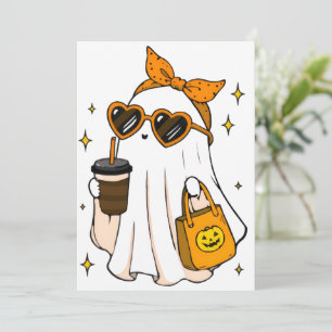Convite Fantasma da Temporada Assustadora Fofa com Café Ge