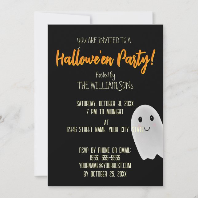 Convite Fantasma de Halloween (Frente)