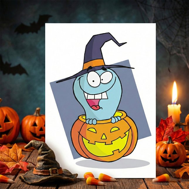 Convite Fantasma de Halloween na Bruxa Louca de Pumpkin (Criador carregado)