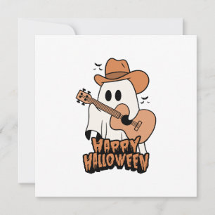 Convite Fantasma de Halloween tocando violão