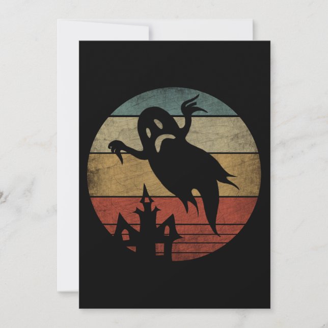 Convite Fantasma de Halloween Vintage (Frente)