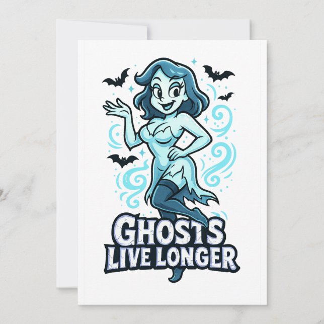 Convite Fantasma de Pin-Up de Desenho Animado – Fantasmas  (Frente)