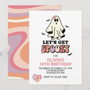 Convite fantasma descolado de Halloween retrô Aniversário