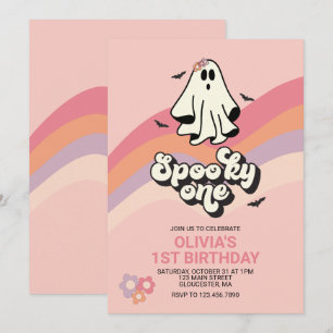 Convite Fantasma descolado de Halloween retrô Aniversário 