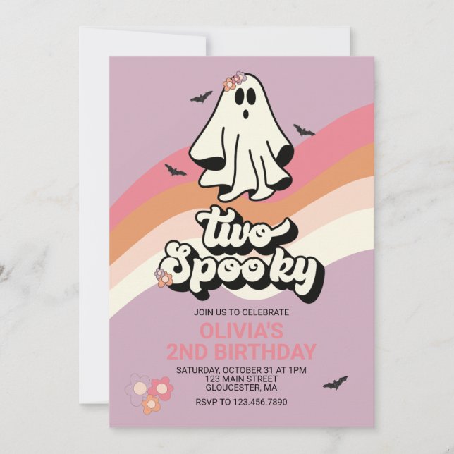 Convite Fantasma descolado de Halloween retrô Aniversário  (Frente)