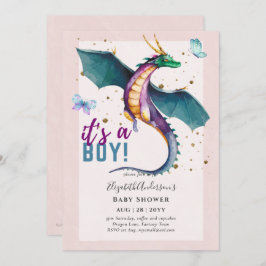 Convite Fantasma DRAGON Themed Baby Boy Reveal