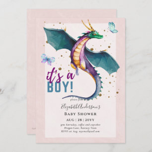 Convite Fantasma DRAGON Themed Baby Boy Reveal