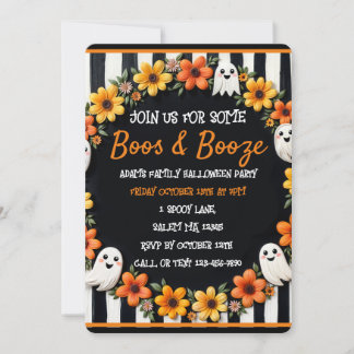 Convite Fantasma e Floral do Halloween 'Boos e Booze'