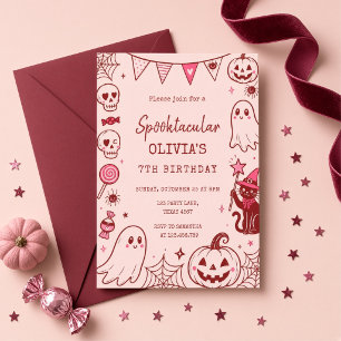 Convite Fantasma Espetacular Cor-de-Rosa Personalizado de