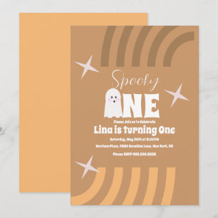 Convite Fantasma Groovy Assustador Aniversário de Hallowee