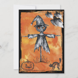 Convite Fantasma Negro do Halloween