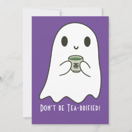 Convite Fantasma Sorridente Fofo & Kanji de Chá Japonês em