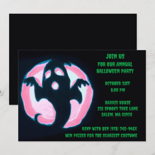 Convite Fantasma Verde Negro Spooky Festa Ghostil de Hallo