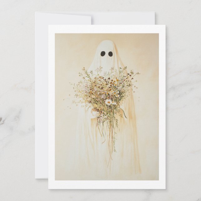 Convite Fantasma Whimsical com Flores Selvagens (Frente)