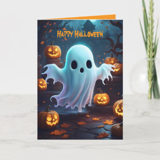 Convite Fantasmagorico Cute Pequeno Fantasma e Abóboras