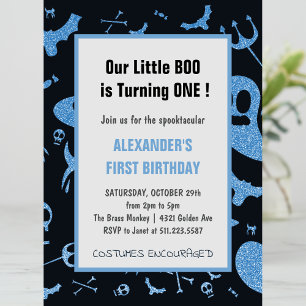 Convite Fantasmagórico Pequeno boo Aniversário de 1 ano no