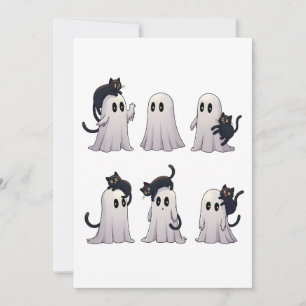 Convite Fantasmagóricos Gatos Pretos em Pastel Gótico no H