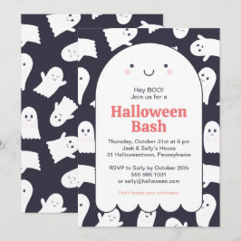 Convite Fantasmas Adoráveis Halloween Bash Personalizados