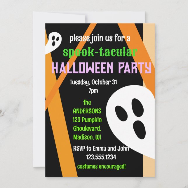 Convite Fantasmas bonitos Festa de Halloween Spook-tacular (Frente)