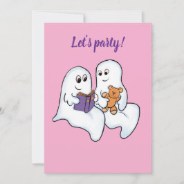 Convite Fantasmas bonitos lendo juntos no Halloween