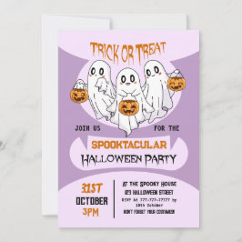 Convite Fantasmas bonitos, truques, ou tratem crianças no