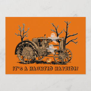 Convite Fantasmas de Fazenda de Carro Halloween Assombrado