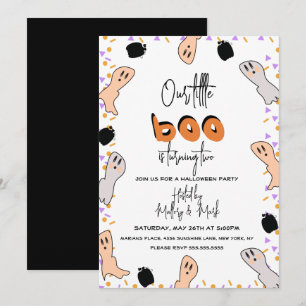 Convite Fantasmas de Halloween Nosso Pequeno Confete Boo